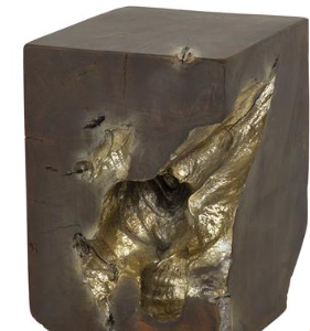 Bijzettafel vierk. grijs/goud